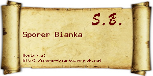 Sporer Bianka névjegykártya